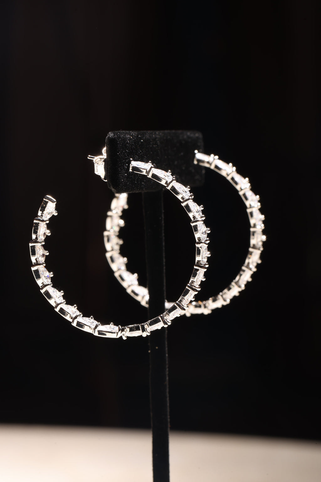 Silver Swarovski Large Hoops