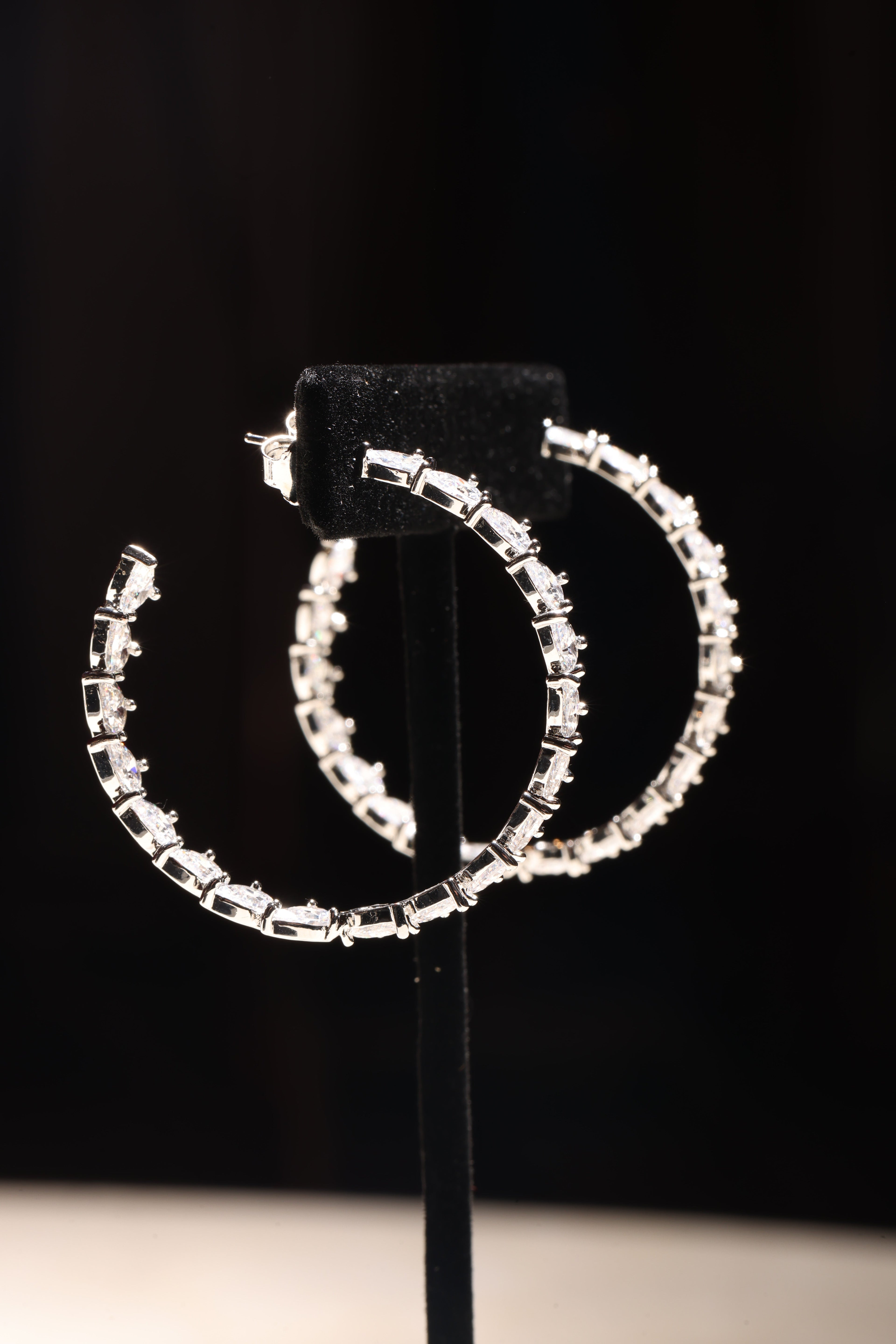 Silver Swarovski Large Hoops