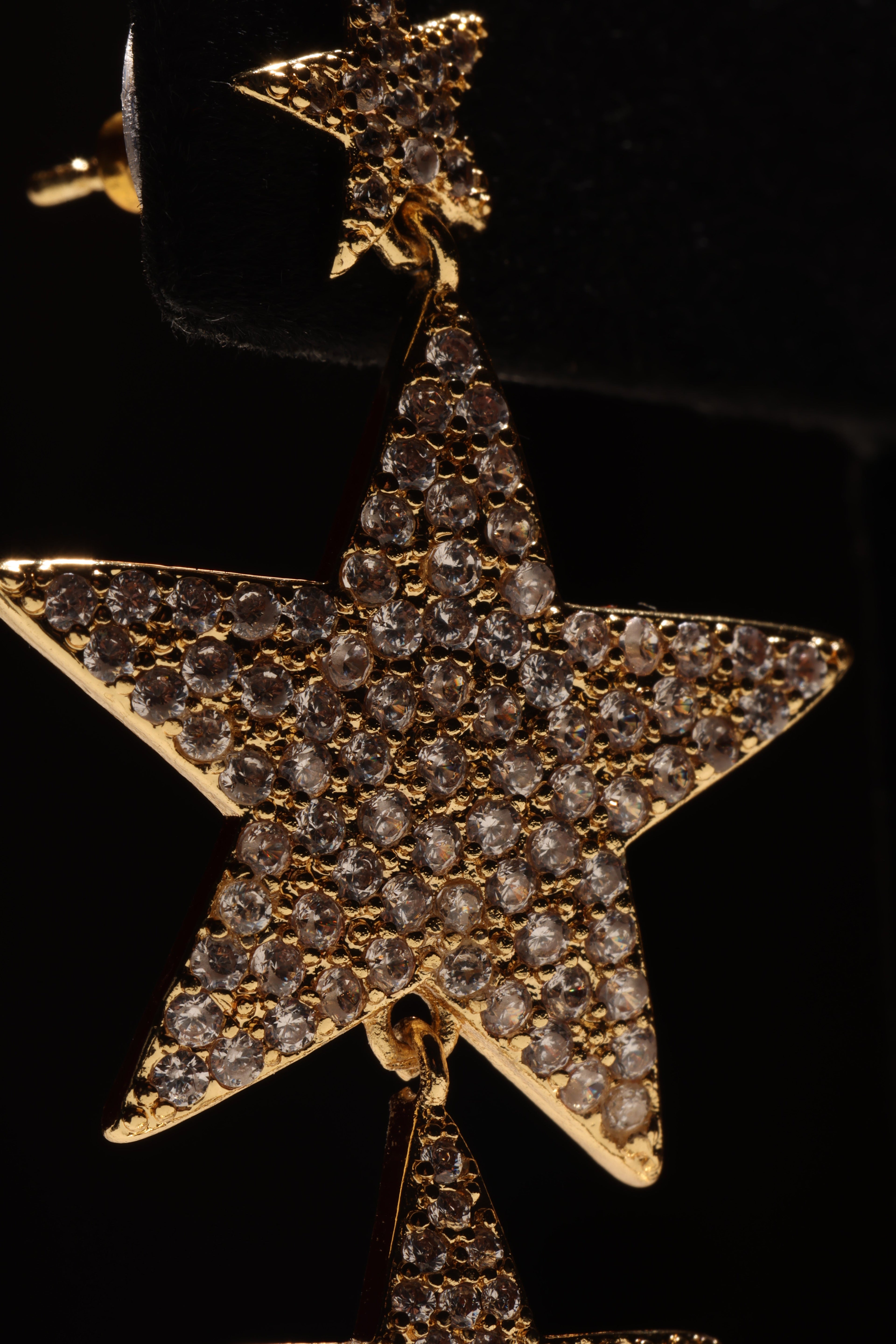 GOLD SWAROVSKI CRYSTAL STAR EARRINGS