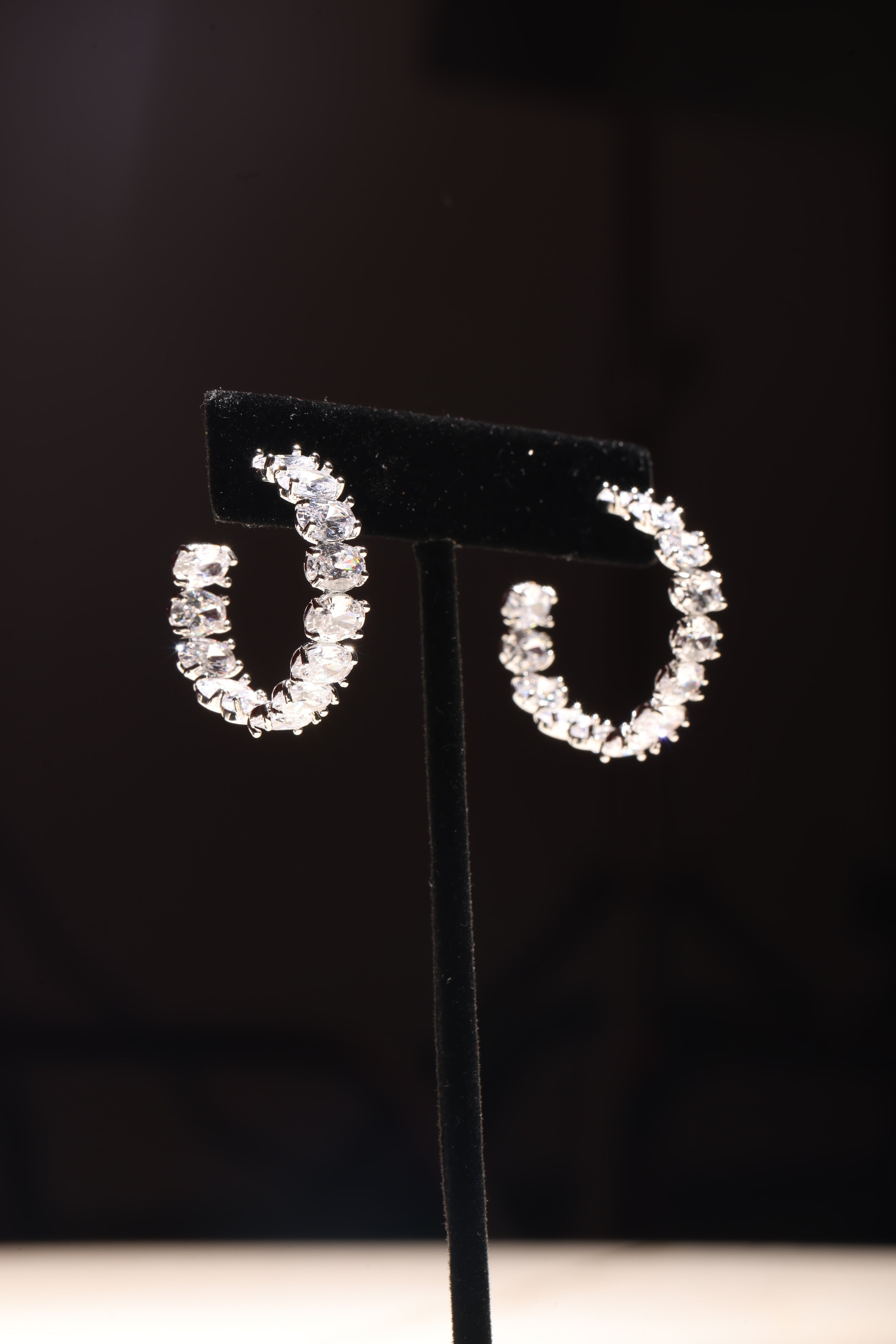 Silver Swarovski Medium Hoops