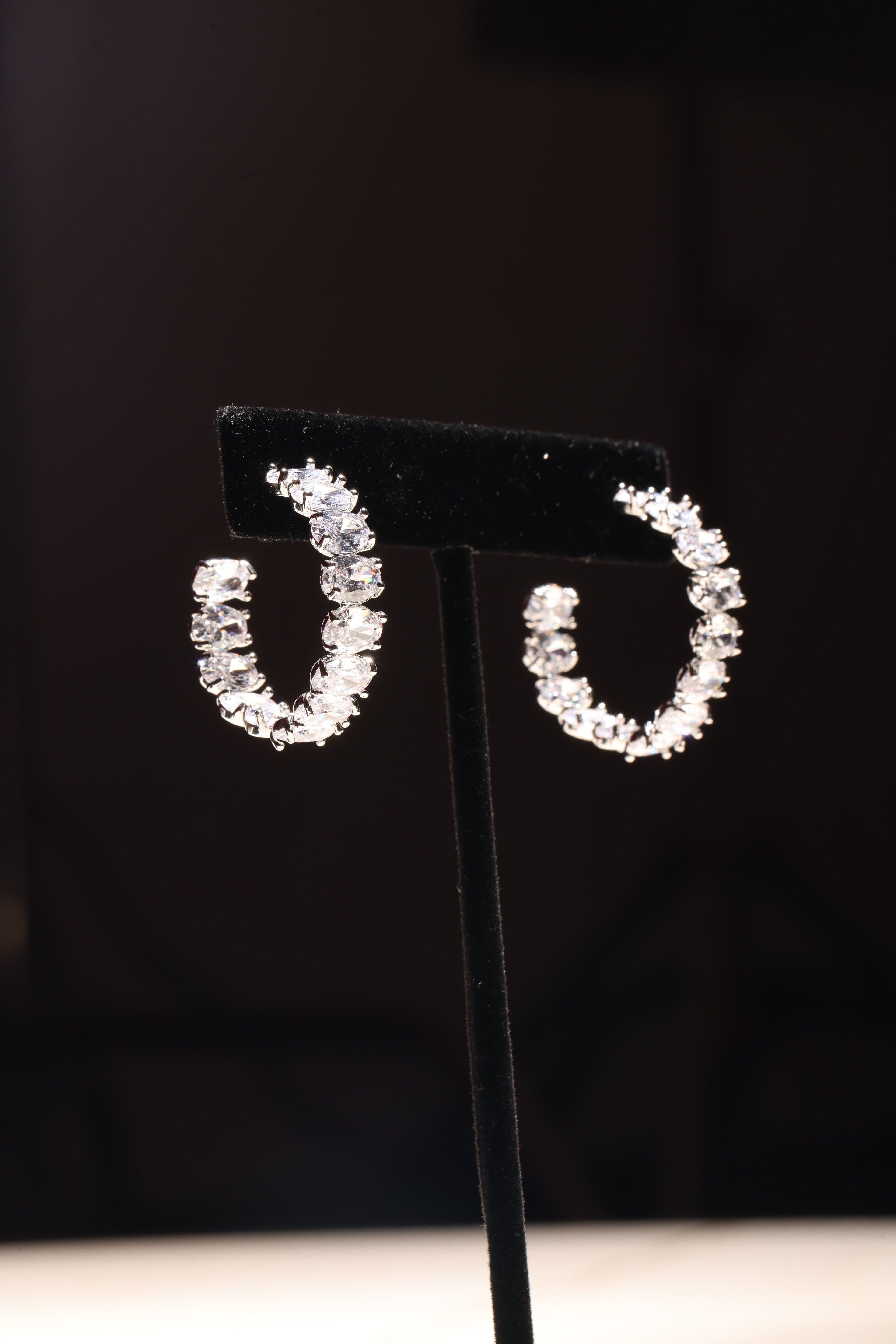 Silver Swarovski Medium Hoops